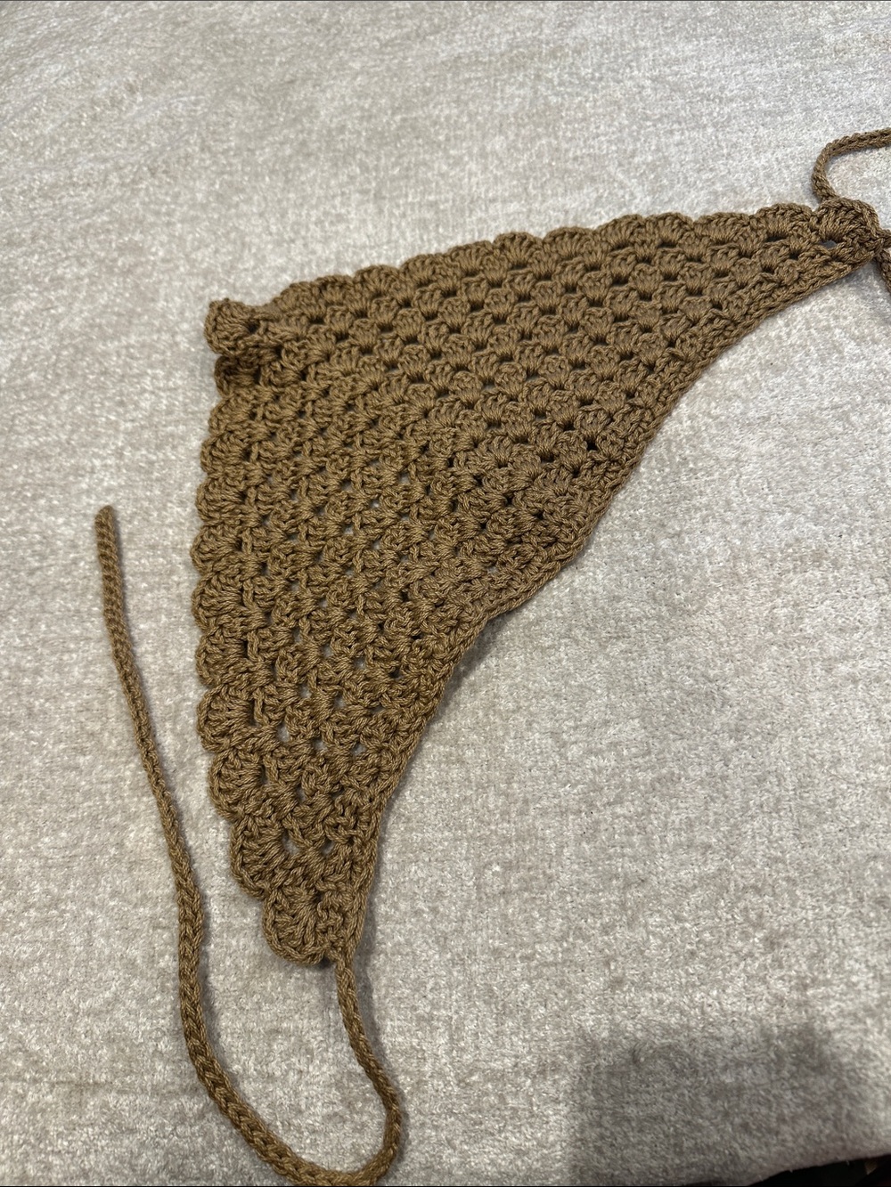 Handmade Crocheted Triangle Bikini Top - Brown